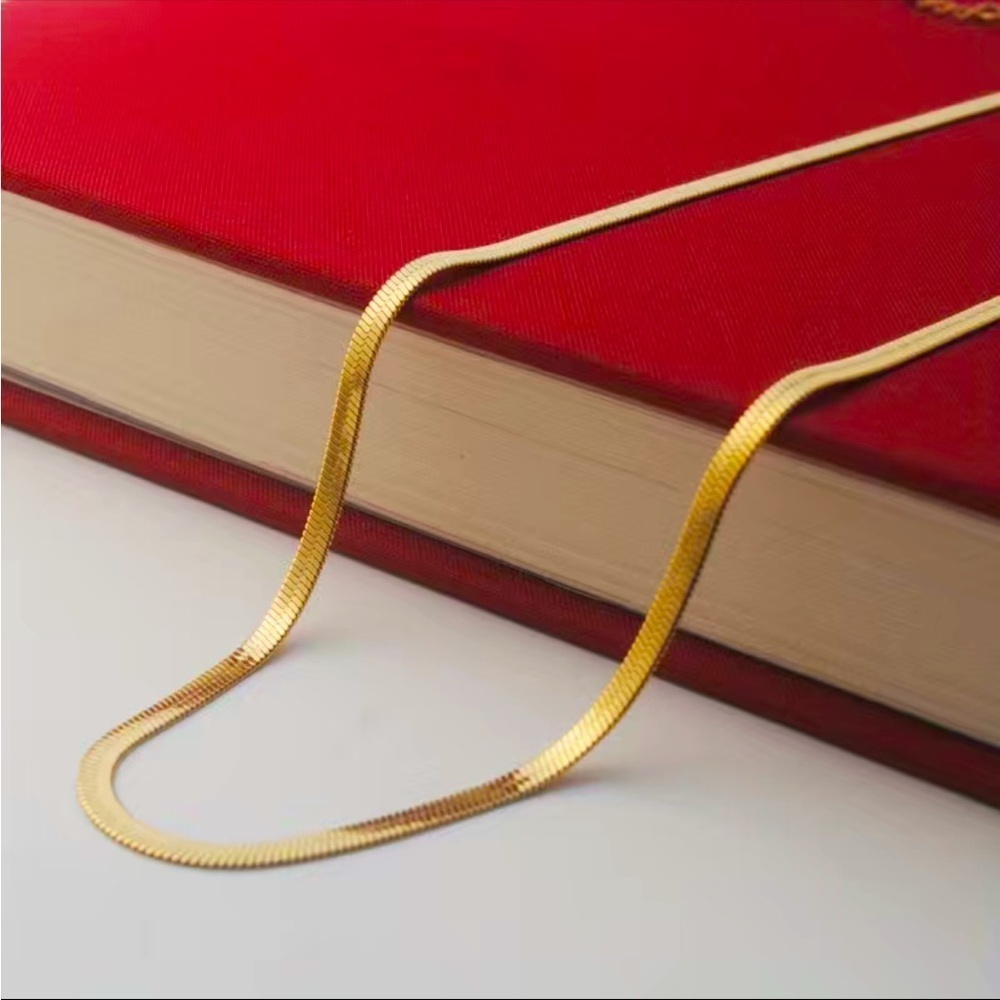 Golden Flat Snake Stainless Steel Chain